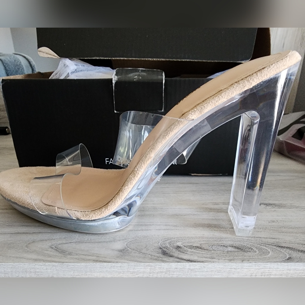Fashion Nova size 11W clear heels, brand new!